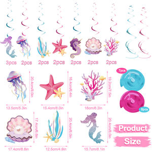 <span class=keywords><strong>Sirena</strong></span> colgante remolino Banner decoraciones <span class=keywords><strong>sirena</strong></span> cola delfín techo colgante remolino conjunto decoraciones para niños hogar Baby Shower - Product Image 3