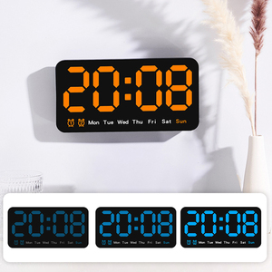 <span class=keywords><strong>Horloge</strong></span> de bureau intelligente géante à LED avec calendrier numérique lumineux à ressort miniature pour chambre à coucher, modèle à insérer de lettres, alarme horaire - Product Image 4