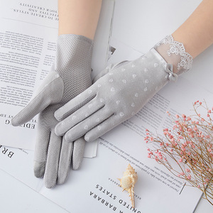 Gants de protection solaire pour femmes, fins, courts, en coton, protection UV, pour cyclisme, écran tactile, taille unique, gris - Product Image 1