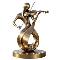 Sculpture de Musicien en Bronze Coulé Jouant du Violon, Figurine Moderne Faite à la Main, Statue Décorative pour Jardin, Maison, Hôtel, École, Tailles Personnalisées
