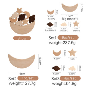 Set di Blocchi in Legno a Forma di Stella, Luna e Nuvola con Ciotola, in Legno Naturale per Riconoscimento delle Forme e Apprendimento Precoce, <span class=keywords><strong>Gioco</strong></span> Montessori - Product Image 6