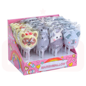 Holeywood Animal Shaped Bear Marshmallow Lollipop Soft Decorated Fruit Chocolate and Icing Cream Flavored <strong>Candy</strong> Carton <strong>Stick</strong> - Product Image 1