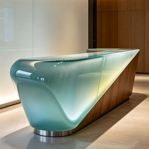 Mostrador de Recepción de Resina DK ART, Moderno, Semitransparente, para Salón de Belleza, Recepción de Oficina, Vestíbulo de Hotel, Personalizable - Product Image 1
