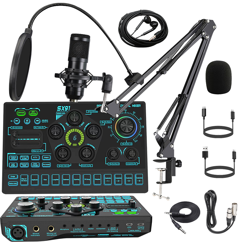 SX91 48V Live Sound Card - Condenser Microphone BM800 U87 ZX320