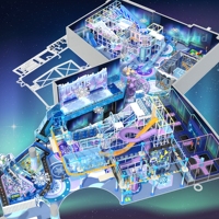 Équipement de terrain de jeux intérieur sur le thème de la neige personnalisé, toboggans multi-niveaux, parcours de cordes, trampoline pour centre commercial FEC