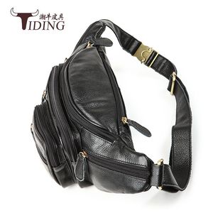 Sac de poitrine pour homme en cuir véritable Tiding, grande capacité, fermeture à glissière, sac de sport décontracté pour l'extérieur, sac banane 3037 - Product Image 4