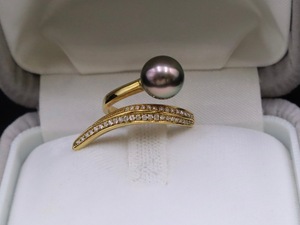 Atacado Unisex Tahitian Pérola Anel com Novo Design Seawater Pérola com Linhas Paralelas Jóias Clássicas para o Aniversário - Product Image 4