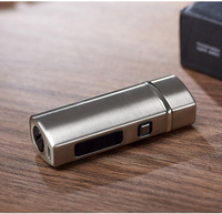 Bande de logo personnalisé en métal couteau poinçon cigare trois trous jet flamme butane briquet rechargeable USB