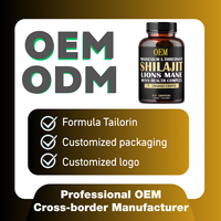 Capsules de Shilajit de marque privée avec champignons 7 en un Supplément pour la santé des hommes Lion's Mane Maca Powder Male Best Booster