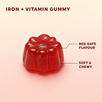 Vrouwen Energie IJzer Vitamine Gummies Rode Dadel Smaak Supplement Groothandel Private Label 60g