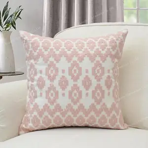New Design Classic Pink Geometric Throw Pillow Cover Embroidery Cushion Cover For Home Decoration