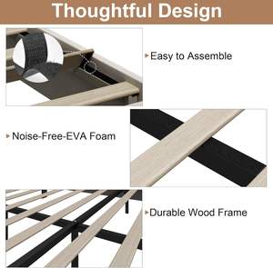 Каркас кровати размера «<span class=keywords><strong>King</strong></span>-Size» с бархатной обивкой, на платформе, с прочными планками, матрац-основа, легкая сборка, Аквамарин - Product Image 3