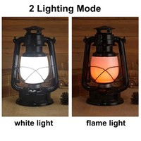 Lampe lanterne à flamme de feu LED extérieure noire personnalisée de 24 cm, fonctionne avec 4 piles AA sèches pour le camping