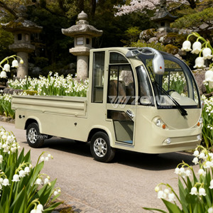 Carro Eléctrico Ligero de Servicio, Carro Plano Simple de Color Beige para Mantenimiento de Paisajes en Resorts y Parques - Product Image 6