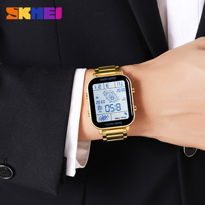 Skmei Men's Digital Watch Gold Stainless Steel Dual Time Waterproof Electronic Watch With Countdown And Alarm Function - Product Image 2