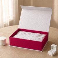 Boîte Cadeau Rose Blanche et Magenta Personnalisable avec Impression, Fermeture Magnétique Rigide, Pliable, Gaufrée, Vente en Gros Direct Usine, Emballage Plat
