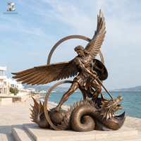 Sculpture en bronze de Saint Michel Archange, artisanat métallique, moulage à la cire perdue, statue religieuse durable pour la décoration de villas, jardins et monuments.