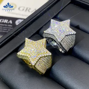 Custom Luxury VVS Diamond Ring Bling Iced Out Gold Plated 925 Sterling Silver Diamond Star Rings Hip hop Men Women Fine Jewelry