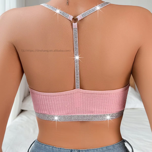 Lace Splicing Neckline Silver Ribbon Women's Backless Can Be Worn Outside the New Vest-style <b>Bra</b> Fashion - Product Image 6