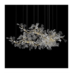 Lustre moderne de luxe en cristal K9 avec branches d'arbre, lampe à suspension en verre feuille de ginkgo dorée à <span class=keywords><strong>LED</strong></span> pour chambre à coucher et salon - Product Image 3