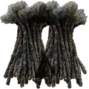 39 #   Extensions de locs 100% cheveux humains - Couleur sel et poivre, <span class=keywords><strong>dreadlocks</strong></span> entièrement faites à la main, taille moyenne, extensions de cheveux humains de qualité supérieure - Product Image 1