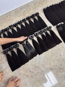 Cheveux humains vietnamiens de qualité supérieure, 100% Remy, naturels, lisses, double trame, cheveux en vrac pour la vente en gros et l'exportation - Product Image 4