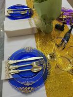 Lot de Gros Noël 175 Pièces 25 Ensembles Vaisselle et Couverts pour Mariage Anniversaire Fête: Couteaux Fourchettes Cuillères Tasses Assiettes