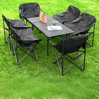 Table et chaises de camping en métal pour l'extérieur, table pliante de loisirs facile à transporter, table de barbecue pour l'extérieur