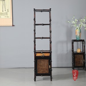Bamboo Display Shelf With Drawer Cabinet Antique Style Tea Storage Rack Chinese Furniture Square Shape YY0668 - Product Image 4