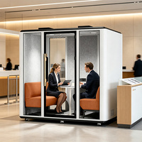 Cabine Acoustique Moderne pour 4 Personnes, Isolation Sonore Intérieure, Boîte de Réunion en Verre Laminé, Espace Privatif de Bureau avec Canapé et Table
