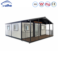 Maison conteneur modulaire préfabriquée extensible à deux ailes de 20 pieds avec deux chambres et toit