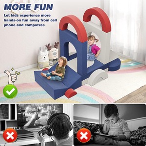 Sofá de bloques de construcción personalizado para niños, tela, espuma de alta densidad, 2 asientos, muebles educativos de juego con pasamanos - Product Image 3