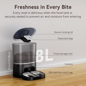 Dispensador de Comida para Perros de 8L con Temporizador, Alimentador Automático Inteligente para Mascotas con WiFi 5G, Cámara HD de 1080P, 2 Tazones, Audio Bidireccional, Control por Aplicación - Product Image 4
