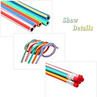 Crayon à rayures multicolores souple et souple avec gomme pour étudiants ou enfants