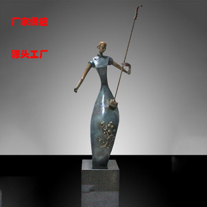 Bronze Figure Sculpture Playing Wind Instrument Handmade Office Decor HX226 - Product Image 5