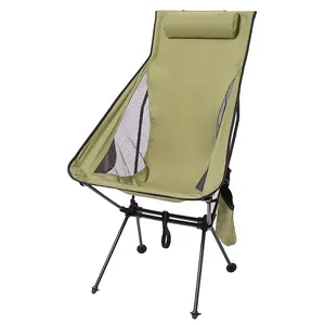 Kursi Kemah portabel punggung tinggi, ransel kursi pantai Aluminium dalam tas, kompak dapat dilipat luar ruangan logam Aluminium