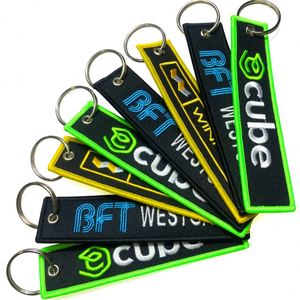 Wholesale Cheap <b>Custom</b> Brand Name Logo Embroidery Keychain Jet Tag Letter Embroidered <b>Key</b> Tags - Product Image 2