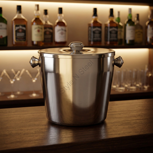 Premium Single Wall Stainless Steel Ice <b>Bucket</b> <b>with</b> Stylish Classic Design <b>Lid</b> for Parties - Product Image 2
