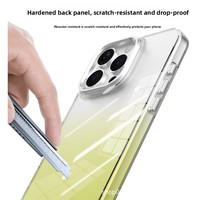 Coque de protection style Ins en cristal dégradé, dos intégral en PC teinté, boutons souples en PC sur 4 côtés, conception anti-chute, antichoc par injection