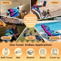 Custom Logo Printed Wholesale Soft Cozy Quick Dry Overside Microfiber Beach Towels Blanket Mat Shawl Polyester Eco-Friendly