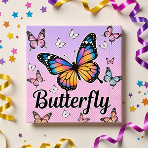 20 serviettes <span class=keywords><strong>de</strong></span> cocktail jetables en papier, motif floral et papillon coloré, pour anniversaire <span class=keywords><strong>de</strong></span> filles, baby shower, fête <span class=keywords><strong>de</strong></span> jardin, décoration <span class=keywords><strong>de</strong></span> <span class=keywords><strong>table</strong></span> - Product Image 1