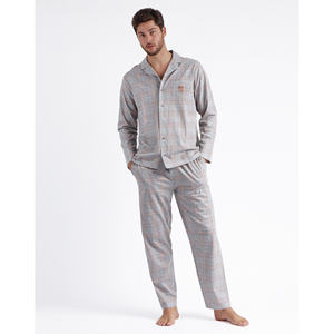 Admas ชุดนอนแขนยาวสำหรับผู้ชาย, ชุดนอนบูลด็อกเปิดไหล่ชุดนอนใส่สบาย - Product Image 1