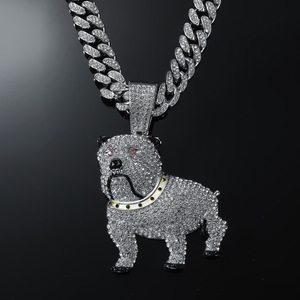 สร้อยคอจี้รูปเฟรนช์บูลด็อกสไตล์ฮิปฮอป ดีไซน์ใหม่ ปี 2026  สร้างสรรค์ไม่ซ้ำใคร สำหรับผู้ชาย ทำจากโลหะผสม  เครื่องประดับแฟชั่น - Product Image 2