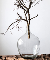 Vase artificiel en verre transparent de grande capacité pour la décoration intérieure du salon de bureau Vente en gros