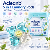Capsules de lessive 5 en 1 en forme de cœur avec billes parfumées, parfum premium, marque privée, OEM, ODM, emballage personnalisé