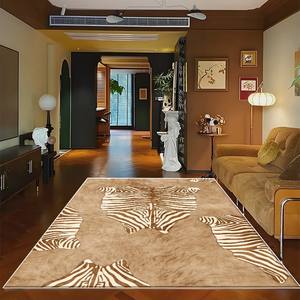 Alfombra moderna con estampado de leopardo, rectangular, imitación de cachemira, antideslizante, para sala de estar, dormitorio, decoración del hogar - Product Image 5