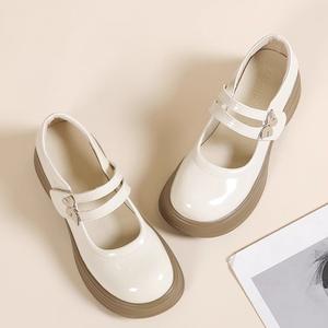 Women's 2026 Autumn Summer French <b>Mary</b> <b>Janes</b> Bridal Shoes Chunky <b>Heel</b> Pumps Breathable Cross Straps Genuine Fashion Trend - Product Image 1