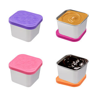 Mini-récipient carré en acier inoxydable de 60 ml, <span class=keywords><strong>portable</strong></span>, pour salade ou sauce, avec couvercle en silicone - Product Image 1