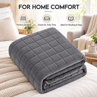Couverture lestée rafraîchissante pliable avec billes de verre, en coton respirant et fibre de bambou, pour lit, avion et hôtel