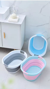 Bac <span class=keywords><strong>à</strong></span> <span class=keywords><strong>linge</strong></span> pliable en plastique de 24 L, <span class=keywords><strong>panier</strong></span> de rangement pliable pour la maison, la salle de bain, le camping, le spa, l'organisation - Product Image 2